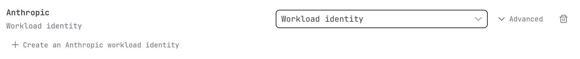 An Anthropic LLM integration set to use Workload identity